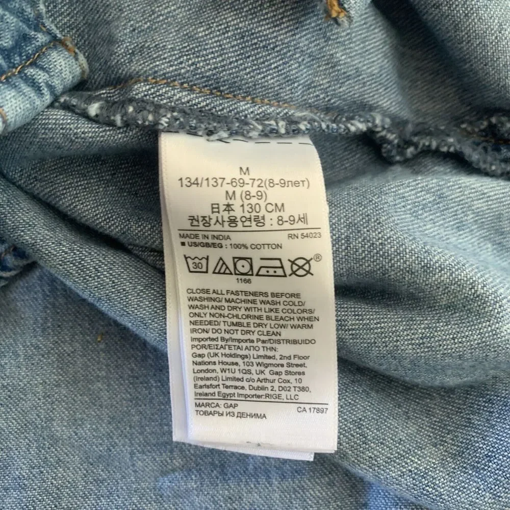 GAP Kids Denim Button Front Long Sleeve Shirt Dress Size M(8) Collared Blue Jean
